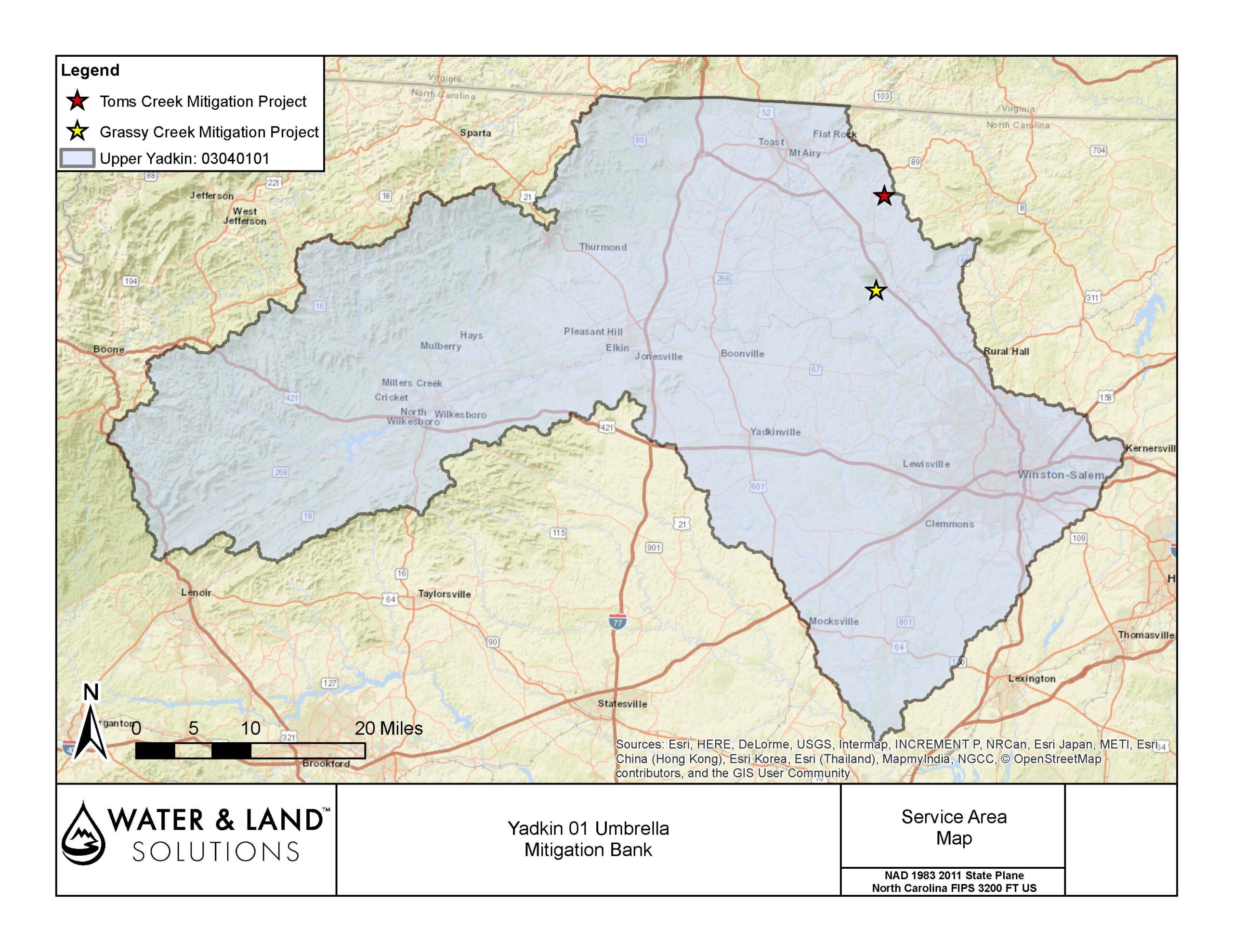 Toms Creek Service Area Map